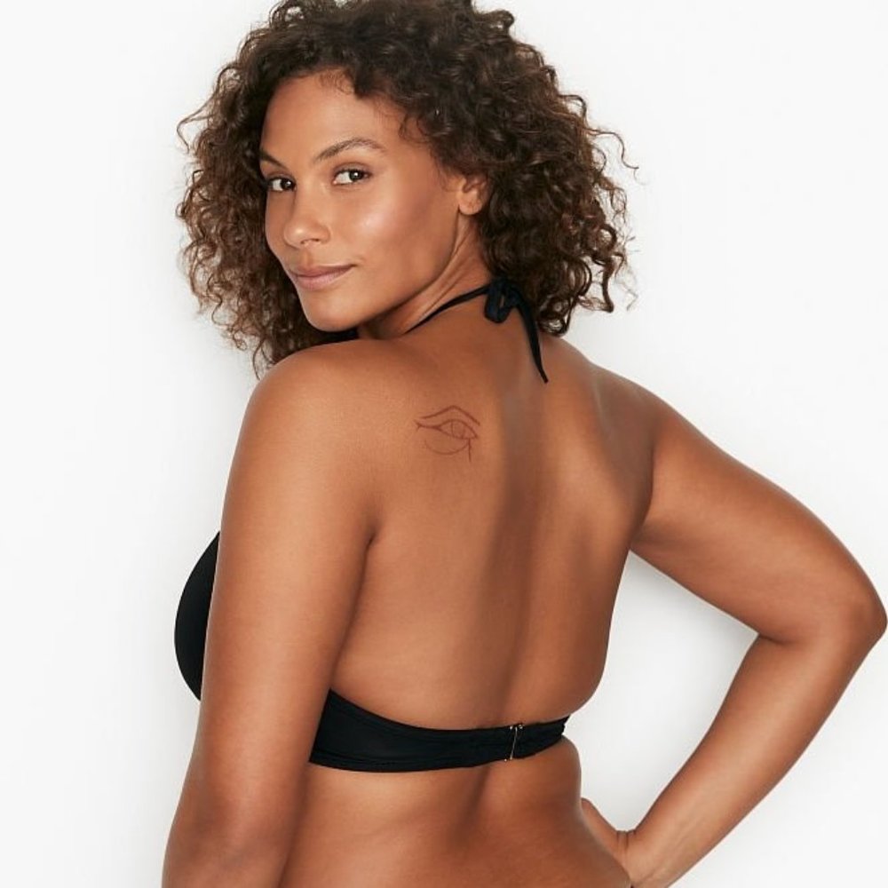 38B VICTORIAS SECRET Ruffle Halter Bikini Swim Top Removable push up padding - Picture 5 of 9